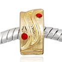 Edler 14K Gold Bead Clip Stopper mit 4 Glaskristallen in Rot