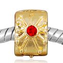 Edler 14K Gold Bead Clip Stopper mit 2 Glaskristallen in Rot