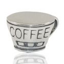 Original Massiv 925 Sterling Silber Bead COFFEE Kaffee Tasse Design