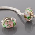 Original Massiv 925 Sterling Silber Murano Glass Bead Grn Rosa Wei