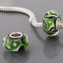 Original Massiv 925 Sterling Silber Murano Glass Bead Grn