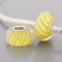 Original Massiv 925 Sterling Silber Murano Glass Bead Candy Gelb