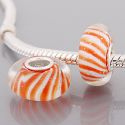 Original Massiv 925 Sterling Silber Murano Glass Bead Candy Orange