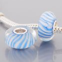 Original Massiv 925 Sterling Silber Murano Glass Bead Candy Blau