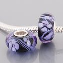 Original Massiv 925 Sterling Silber Murano Glass Bead Schwarz Violett