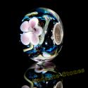 Original Massiv 925 Sterling Silber Glas SEALIFE Bead Blau Rosa Blumen