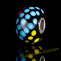 Original Massiv 925 Sterling Silber Glas Bead bunt gepunktet