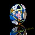 Original Massiv 925 Sterling Silber Glas SEALIFE Bead Blau Rosa Blten