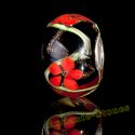 Original Massiv 925 Sterling Silber Glas SEALIFE Bead Schwarz Rot