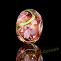 Original Massiv 925 Sterling Silber Glas SEALIFE Bead Rot Rosa Blten