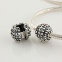 Original Massiv 925 Silber Bead Clip Stopper Element Kugel Oxidiert