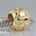 Original Massiv 925 Sterling Silber Gold Bead Charm Herzen