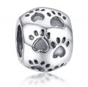 Original Massiv 925 Sterling Silber Bead Pfoten Tierpfote