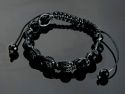 Stylisches SHAMBALA Armband 16-22 cm Schwarz mit Pav Perlen