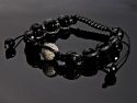 Stylisches SHAMBALA Armband 16-22 cm Schwarz mit Silber CZ Pav Perle