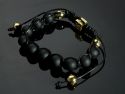 Stylisches SHAMBALA Armband 16-22 cm Schwarz Matt Gold