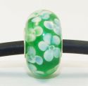 Original Massiv 925 Sterling Silber Murano Glas Bead Grn mit Blumen