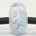 Original Massiv 925 Sterling Silber Murano Glas Bead Hellblau Blumen