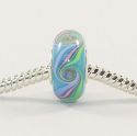 Original Massiv 925 Sterling Silber Murano Glas Bead Pastell Farben