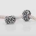 Original Massiv 925 Sterling Silber Bead Blumen Verzierung Antique