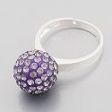 Original Massiv 925 Sterling Silber Kristall Bead RING Violett