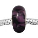 Andante-Stones Edler Silber  Murano Glas Bead Violett schwarz gemustert