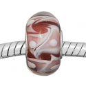 Andante-Stones Edler Silber  Murano Glas Bead Rosa Taupe mit weissen Punkten