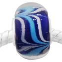 Andante-Stones Edler Silber  Murano Glas Bead Dunkel Blau Weisse Wirbeln