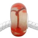 Andante-Stones Edler Silber  Murano Glas Bead Ecru Rot Braun verziert