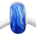 Andante-Stones Edler Silber  Murano Glas Bead Dunkel Blau mit weissen Wirbeln