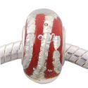 Andante-Stones Edler Silber  Murano Glas Bead Rot mit Folienstreifen