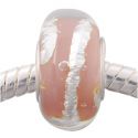 Andante-Stones Edler Silber  Murano Glas Bead Rosa Taupe mit Folienstreifen