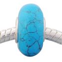 Andante-Stones Edler Silber  Murano Glas Bead Cyan Blau Marmor Optik