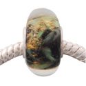 Andante-Stones Edler Silber  Murano Glas Bead Schwarz Grn mit Goldflckchen