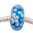 Andante-Stones Edler Silber  Murano Glas Bead Azur Blau mit rosa-weissen Blten