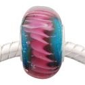 Andante-Stones Edler Silber  Murano Glas Bead Trkis mit rosa-weissen Spiralen