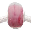 Andante-Stones Edler Silber  Murano Glas Bead Hell Rosa Weiss