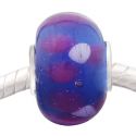 Andante-Stones Edler Silber  Murano Glas Bead Dunkel Blau Violett Weiss Kreise