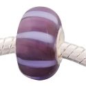 Andante-Stones Edler Silber  Murano Glas Bead Taupe Grau Violett Weiss Streifen