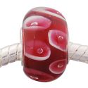 Andante-Stones Edler Silber  Murano Glas Bead Rot Weiss mit Kreisen