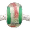 Andante-Stones Edler Silber  Murano Glas Bead Grn Gold Rot mit Folienstreifen