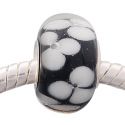 Andante-Stones Edler Silber  Murano Glas Bead Schwarz mit weissen Blten