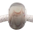 Andante-Stones Edler Silber  Murano Glas Bead Ecru Taupe Grau Weiss