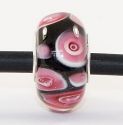 Original Massiv 925 Sterling Silber Murano Glas Bead Schwarz Pink