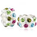 Original Massiv 925 Silber Kristall Bead Multicolor