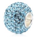 Original Massiv 925 Silber Kristall Bead AQUAMARIN Ketten Anhnger