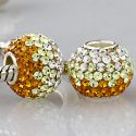 Original Massiv 925 Silber Kristall Bead ORANGE GELB WEI Ketten Anhnger