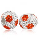 Original Massiv 925 Silber Kristall Bead WEI ROT BLUMEN Ketten Anhnger