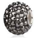 Original Massiv 925 Silber Kristall Bead ANTHRAZIT Ketten Anhnger