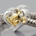 Original Massiv 925 Silber Gold Bead HERZ 